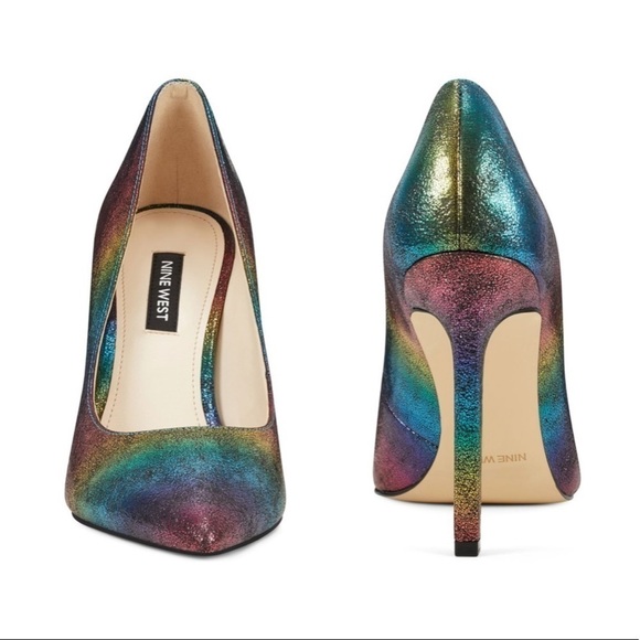 NWT NINE WEST Tatiana Pointy Toe Pumps rainbow 5M - Picture 5 of 6